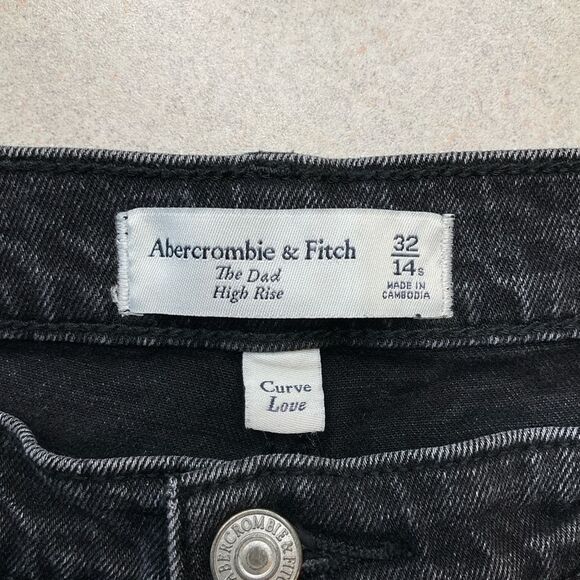 A&F Curve Love Dad High Rise 32‎ Short Ripped Black - Picture 4 of 6